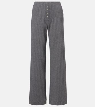 Leset Pointelle cotton wide-leg pants