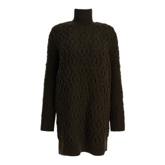 Max Mara Knitted Dresses, female, Green, Size: S Azzurro1234 Cable-Knit Dress