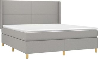 vidaXL Vidaxl - Cama Box Spring Colch&oacute;n Y Luces Led Tela Gris Claro 160x200 Cm