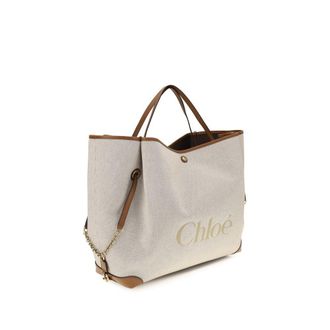 Chlo&eacute; Womens Beige Cotton Shoulder Bag