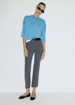Mango Pantaloni dritti dettaglio cuciture grigio antracite - Donna - 36 - MANGO