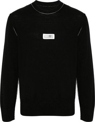 Maison Margiela Black Numbers Motif Fine-Knit Wool Sweater
