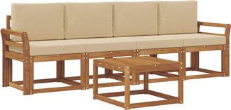 vidaXL Conjunto De Sof&aacute;s De Exterior 5 Uds. Natural Y Beige Vidaxl