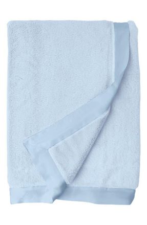 Little Giraffe Giraffe At Home Luxe Faux Fur Solid Throw in Blue at Nordstrom