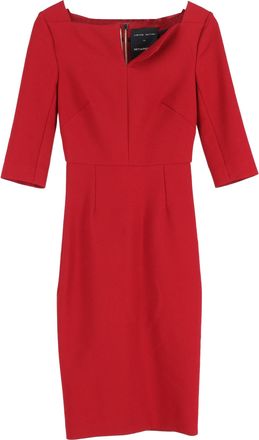 Roland Mouret cr&ecirc;pe midi-jurk in rode viscose