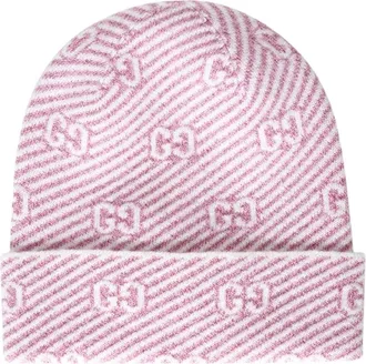 Gucci Accessoires, Dames, Roze, M, Wol, GG Monogram Muts