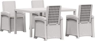 vidaXL Conjunto De Comedor De Jard&iacute;n 5 Uds. Blanco Y Gris Claro Pp Vidaxl