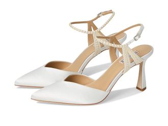 Badgley Mischka Destinee High Womens Heels Soft White : 9.5 M, Leather