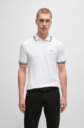 Boss Green by Hugo Boss Poloshirt BOSS GREEN Paul, Herren, Gr. XXL, weiss (wei&szlig;100), Jersey, Obermaterial: 92% Baumwolle, 8% Elasthan, unifarben, slim fit, hoch geschlossener