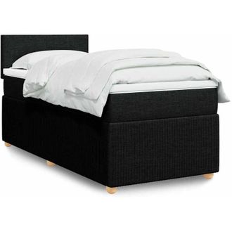 vidaXL Cama Box Spring Con Colch&oacute;n Tela Negro 100x200 Cm Vidaxl