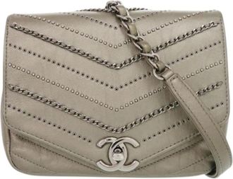 Chanel Pre-owned Vintage Shoulder Bag - Dames - Vintage Schoudertas - Grijs - ONE Size - Leer - Vintage