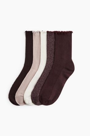 H&M 5er-Pack Gerippte Socken - Pink