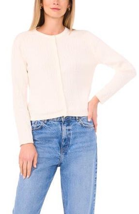 Halogen Cotton Cable Knit Crop Cardigan in Antique White at Nordstrom Rack, Size X-Small