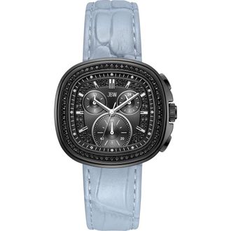 JBW Coast Chronograph Leather Strap Watch, 22mm x 42mm in Black/Blue at Nordstrom