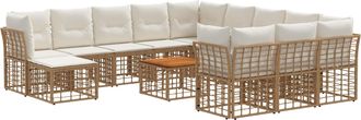 vidaXL Conjunto De Sof&aacute;s De Exterior 13 Uds. 12 Plaza Natural Y Crema Vidaxl