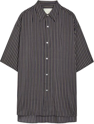 STUDIO NICHOLSON Sorono Striped Woven Shirt - Navy - M