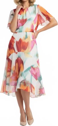 Maggy London Floral Chiffon Midi Dress In Cream Cord