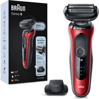Braun Series 6 61-r1200s M&aacute;quina De Afeitar De L&aacute;minas Recortadora Negro, Rojo