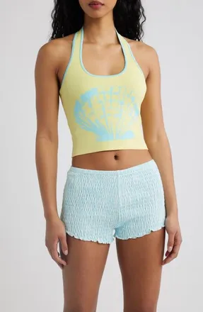Kulani Kinis Shell Knit Halter Tank Top in Sunshell at Nordstrom, Size X-Small