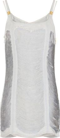 Elisabetta Franchi Kleedjes, Dames, Grijs, M, Denim, Fringed Denim Mini Dress