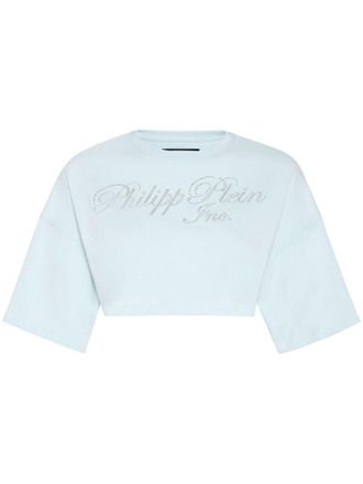 Philipp Plein T-shirt crop con stampa - Blu
