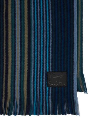 Paul Smith Double-Sided Multistripe Wool Scarf - Navy