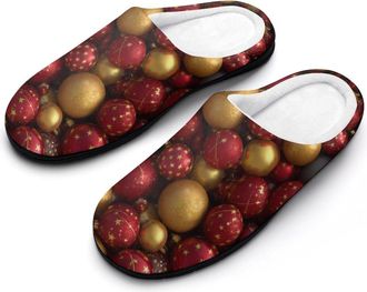Generic Christmas Ornaments Ball Funny Mens Cotton Slippers Soft Non-Slip Rubber Sole House Slipper Indoor Outdoor