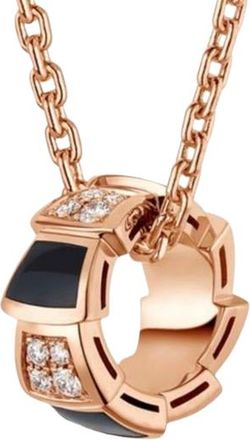 Bulgari 18ct Rose Gold Diamond Pave Serpenti Viper Necklace