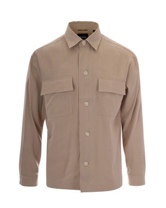 BOSS Classic Sahariana Shirt with Flap Pockets and Pointed Collar