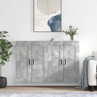 vidaXL Vidaxl - Armarios De Pared 2 Uds Madera De Ingenier&iacute;a Gris Hormig&oacute;n