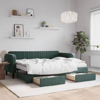 vidaXL Vidaxl - Divano Letto Estraibile Cassetti Verde Scuro 80x200cm Velluto