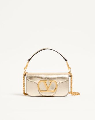 Valentino Garavani Borsa Piccola A Spalla Valentino Garavani Loc&ograve; In Vitello Laminato Donna PLATINO UNI