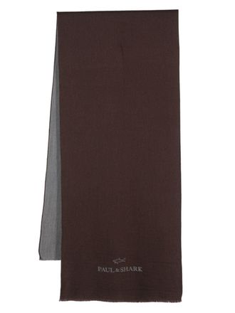 Paul & Shark logo-jacquard scarf - men - Virgin Wool - One Size - Brown
