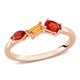 Mimi & Max Multi-Gem Three Stone Ring Sterling Silver