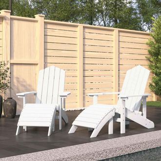 vidaXL Vidaxl - Sillas De Jard&iacute;n Adirondack 2 Uds Con Reposapi&eacute;s Hdpe Blanco