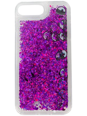Chiara Ferragni Liquid Glitter & Eyes iPhone 7 plus case - women - Polyester - One Size - Neutrals