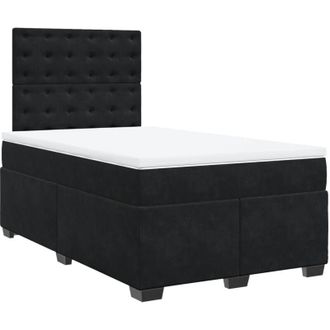 vidaXL Cama Box Spring Con Colch&oacute;n Terciopelo Negro 120x190 Cm Vidaxl
