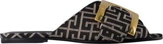 Balmain Flat Monogram Jacquard Anthem Sandalen - Dames - Sandalen - Zwart - 35 EU - Katoen - Schoenen