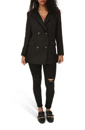 Belle & Bloom Because Of You Trimmed Blazer in Black at Nordstrom, Size X-Small