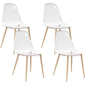 Beliani Set di 4 sedie da pranzo Moderno Minimalista Seduta in plastica Trasparente Takilma