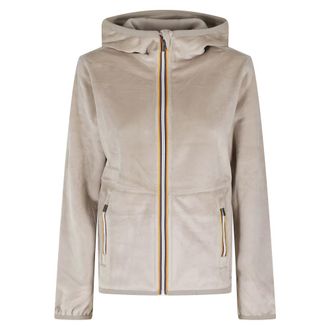 K-Way Hoodies & sweatvesten, Dames, Beige, S, Polyester, Lily Velour Polar Reversible Jacket