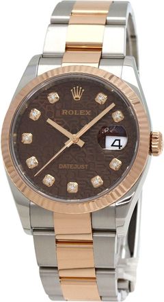 Rolex Datejust pink gold (18K) Stainless Steel Wristwatch (Pre-Owned)