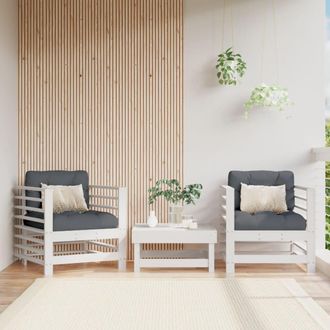 vidaXL Vidaxl - Sillones De Jard&iacute;n Con Cojines 2 Uds Madera Maciza Pino Blanco