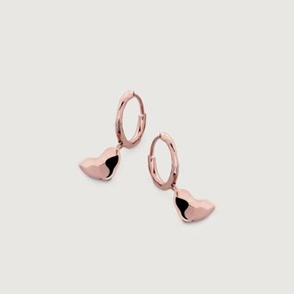 Monica Vinader Rose Gold Heart Drop Huggie Earrings