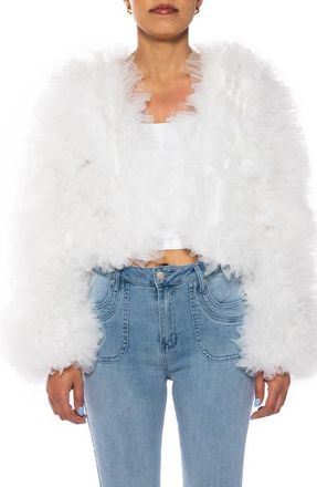 Azalea Wang Tulle Jacket in White at Nordstrom, Size Medium