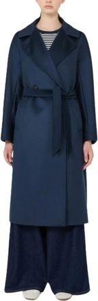 Max Mara Resina Mantel - Dames - Mantels - Blauw - Maat: 2XS Wol