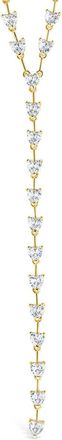 Sterling Forever Tasha CZ Stationed Heart Lariat Necklace