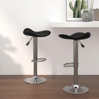 vidaXL Taburete De Cocina 2 Uds Acero Cromado Cuero Artificial Negro Vidaxl