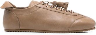 Fabiana Filippi Tassel Lace-Up Sneakers - Dames - Sneakers - Bruin - 38 1/2 EU - Leer - Schoenen