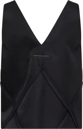 Maison Margiela Womens V-Neck Tank Top Black Cotton
